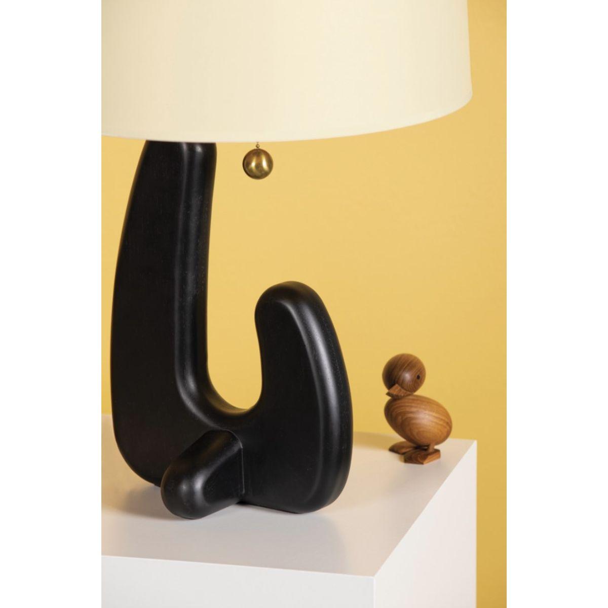 Regina Table Lamp Blackened Wood Base with Aged Brass Accents