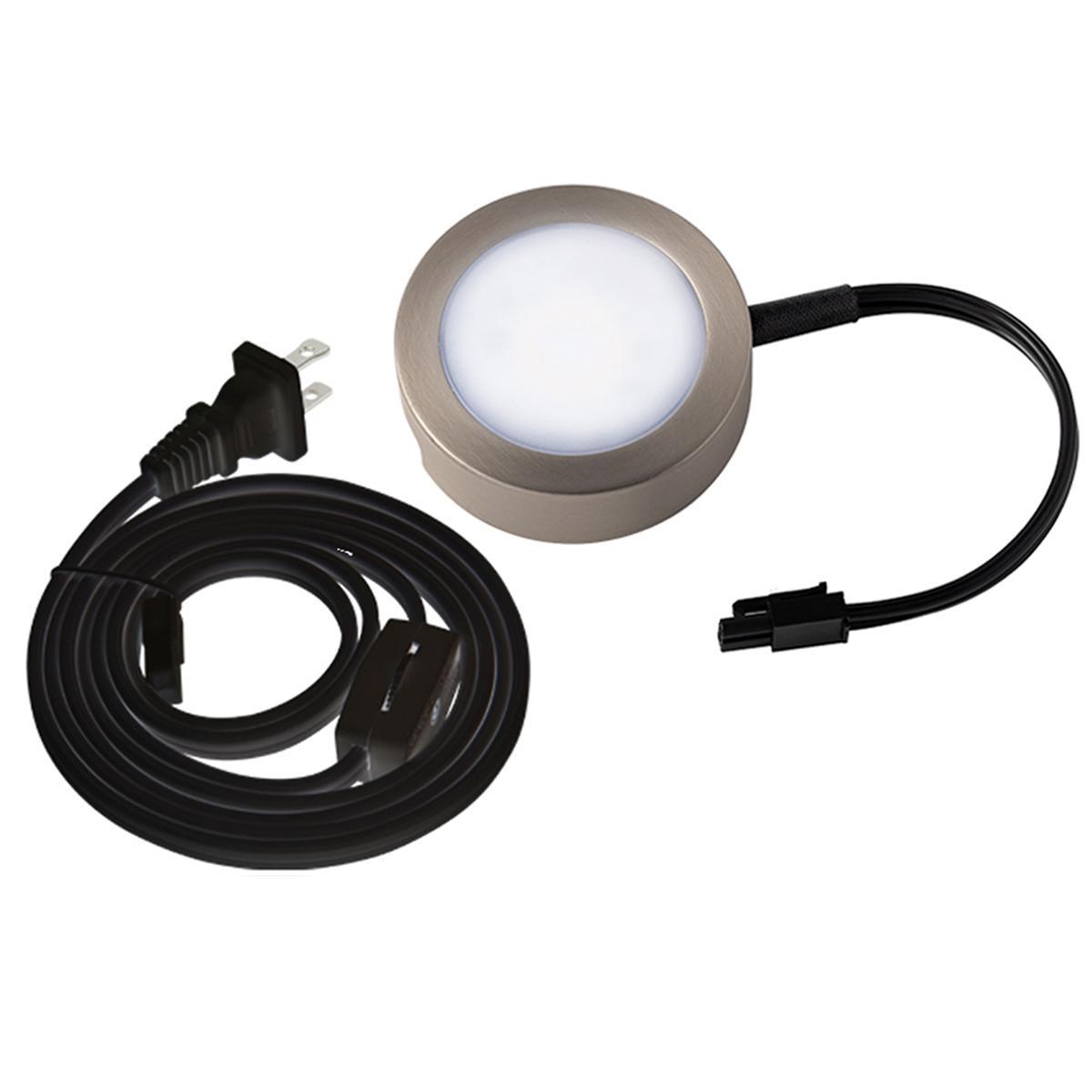 3-CCT LED Puck Light with Lead Wire and Power Cord, 3" Wide, 27K/30K/35K, 120V - Bees Lighting