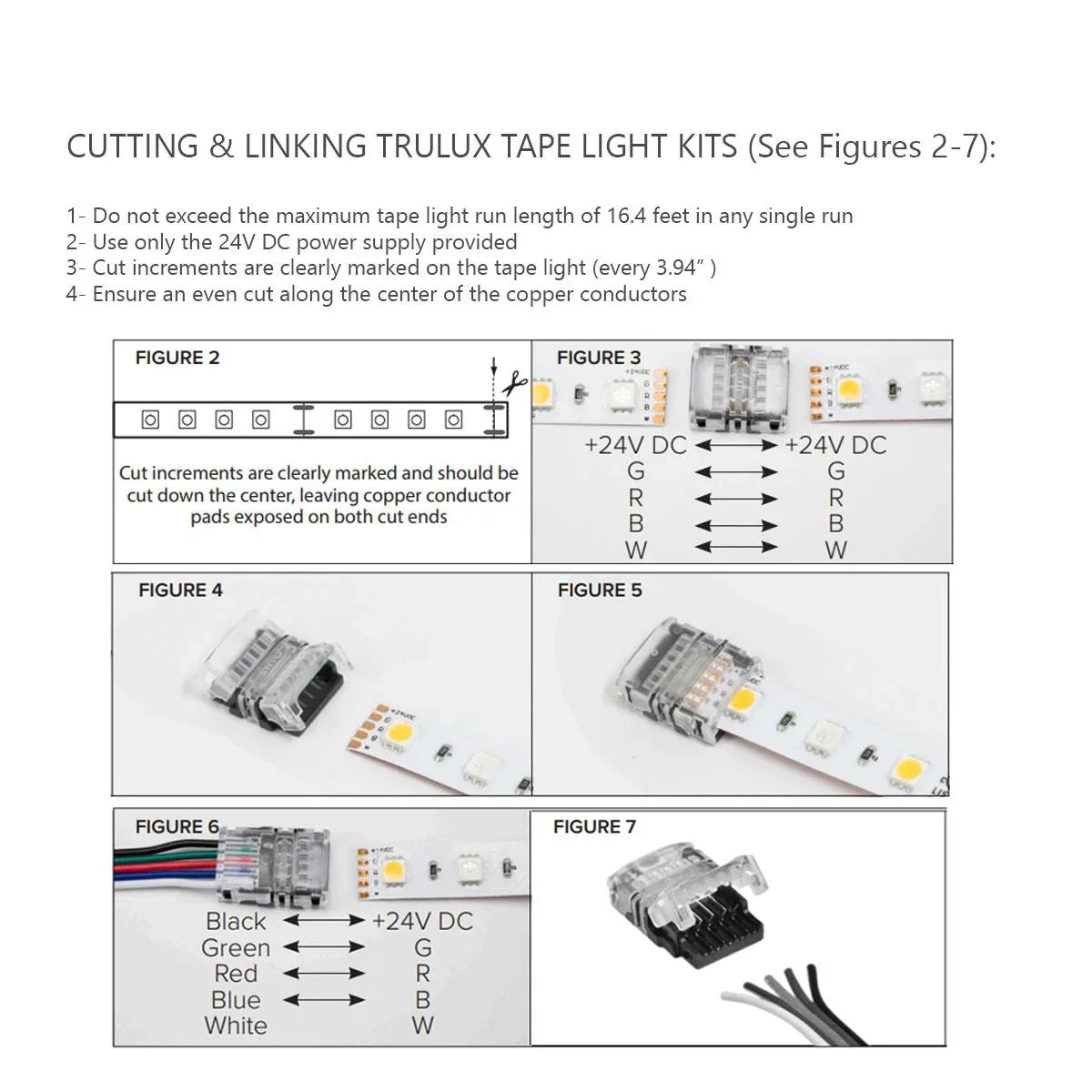 Trulux High Output LED Strip Light Kit, 16.4Ft Reel, RGB + 3000K, 240 Lm/Ft, 24V - Bees Lighting