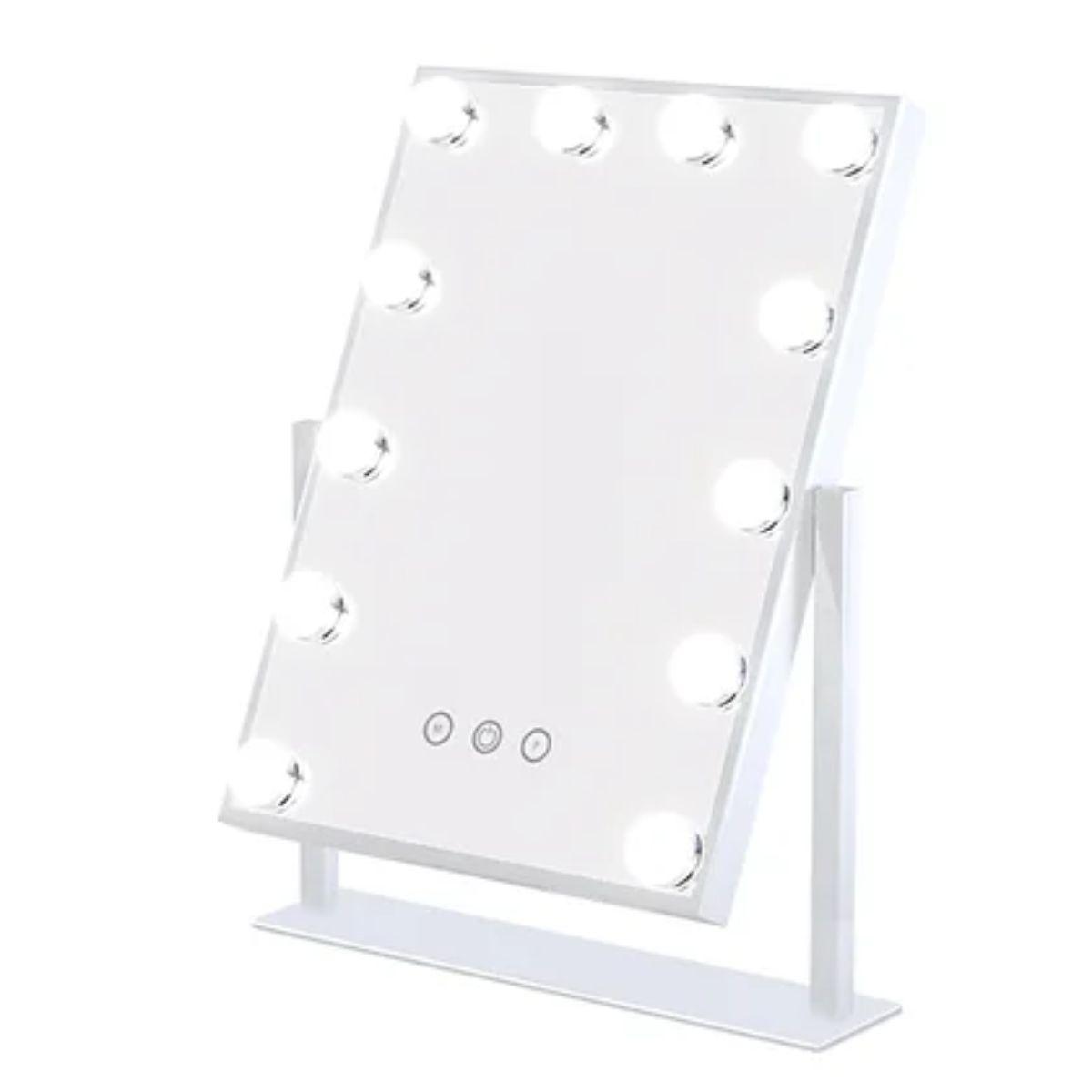 Hollywood 15 In. X 17 In. Tri-Color 12 LED Bulbs Make Up Mirror With Touch On/Off Dimmer Function