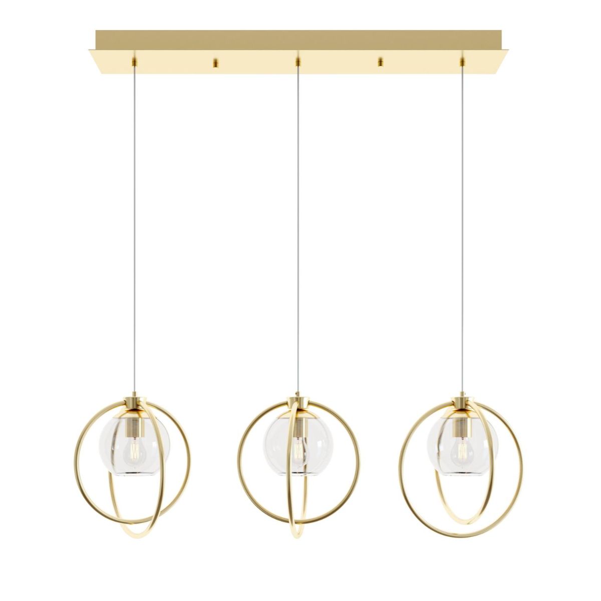 Jamie 3 Lights 36 In. Pendant Light Satin Brass Finish - Bees Lighting