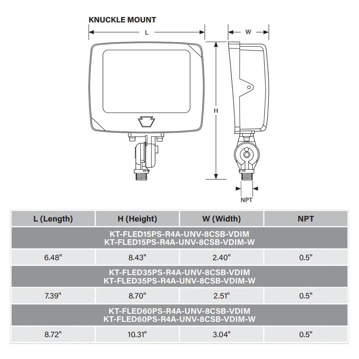 LED Flood Light, 2250 Lm, 15W, 30K|40K|50K, Knuckle|Yoke, 120-277V, White - Bees Lighting