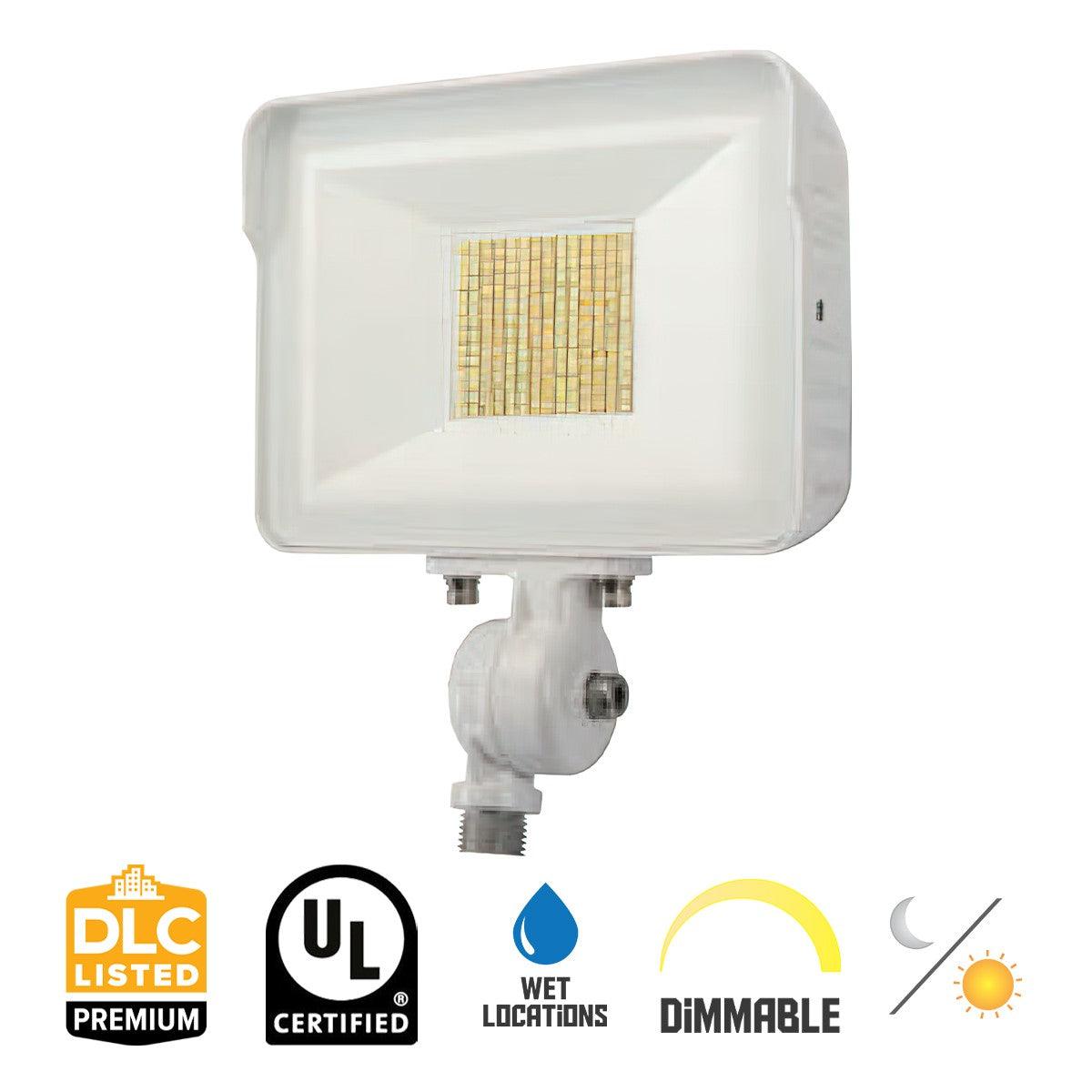 5,075 Lumens LED Flood Lights With Photocell 35 Watts 30K/40K/50K 120-277V White - Bees Lighting
