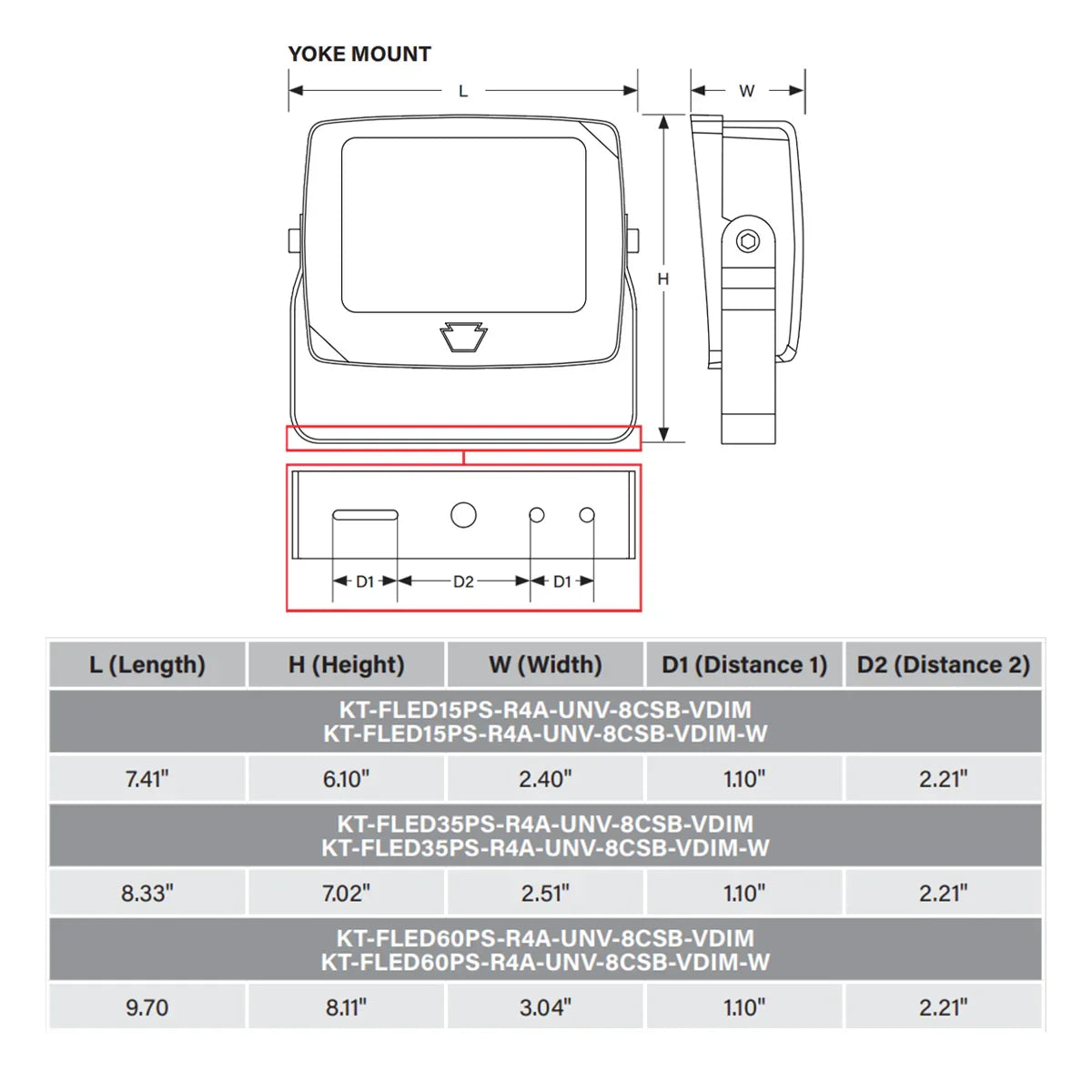 LED Flood Light, 9000 Lm, 60W, 30K|40K|50K, Knuckle|Yoke, 120-277V, Bronze - Bees Lighting