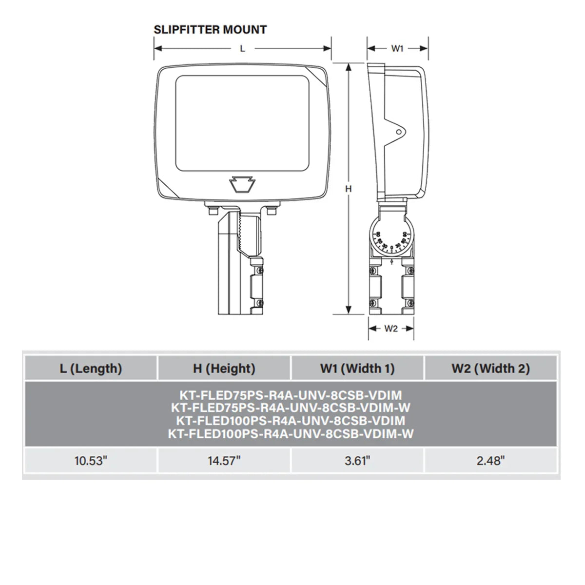 LED Flood Light, 11250 Lm, 75W, 30K|40K|50K, Slipfitter|Trunnion, 120-277V, Bronze - Bees Lighting