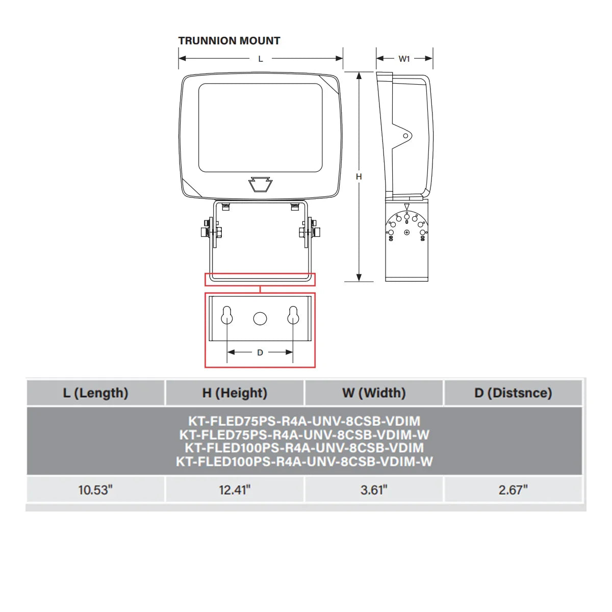 LED Flood Light, 11250 Lm, 75W, 30K|40K|50K, Slipfitter|Trunnion, 120-277V, Bronze - Bees Lighting