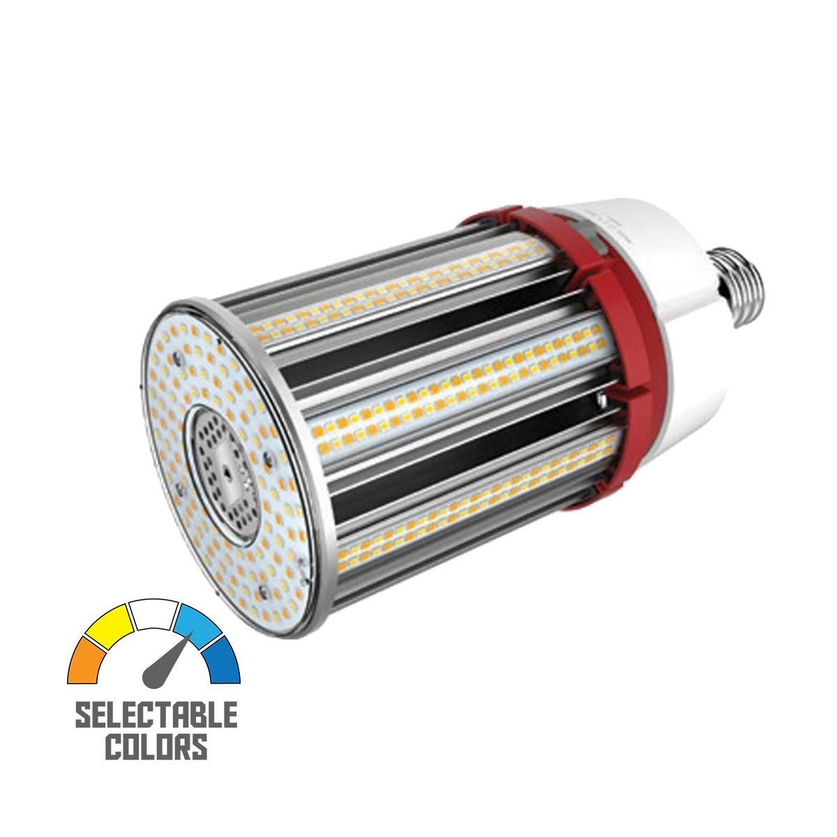 LED Corn Retrofit Lamp, Power Selectable 54/63/80W, 11600 Lumens, Selectable CCT, 30K/40K/50K, EX39 Mogul Extended Base, 120-277V
