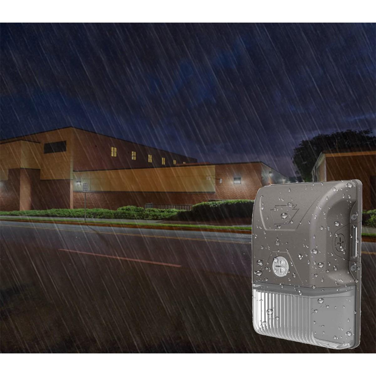 LED Mini Wall Pack With Photocell, 20 Watts, 2700 Lumens, 30K/40K/50K, 120-277V, Bronze Finish - Bees Lighting