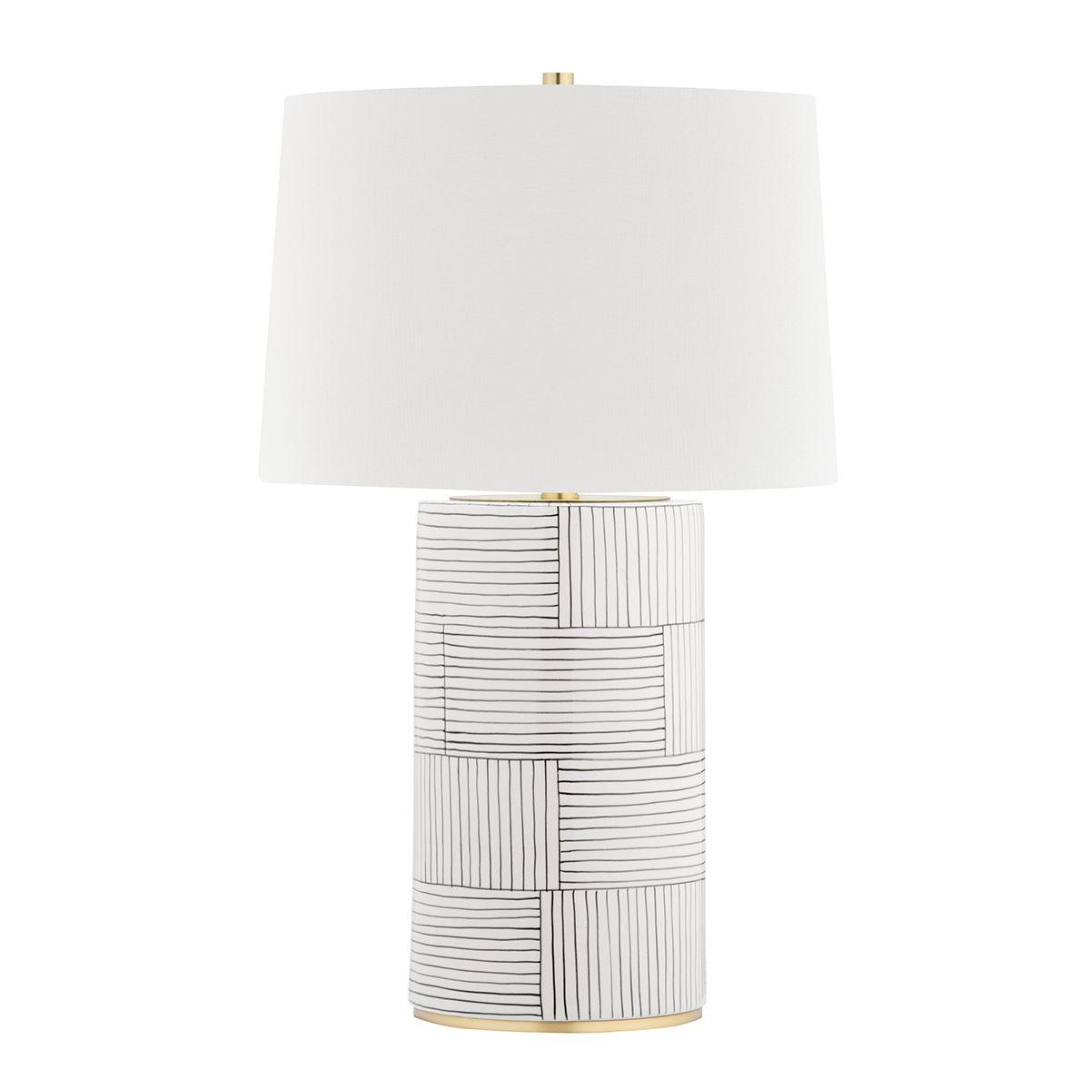 Borneo Table Lamp Aged Brass with White Stripes Combo Finish
