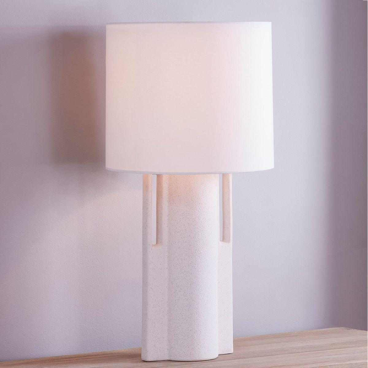 Sidney Table Lamp Ceramic Matte White Speck with Aged Brass Accents