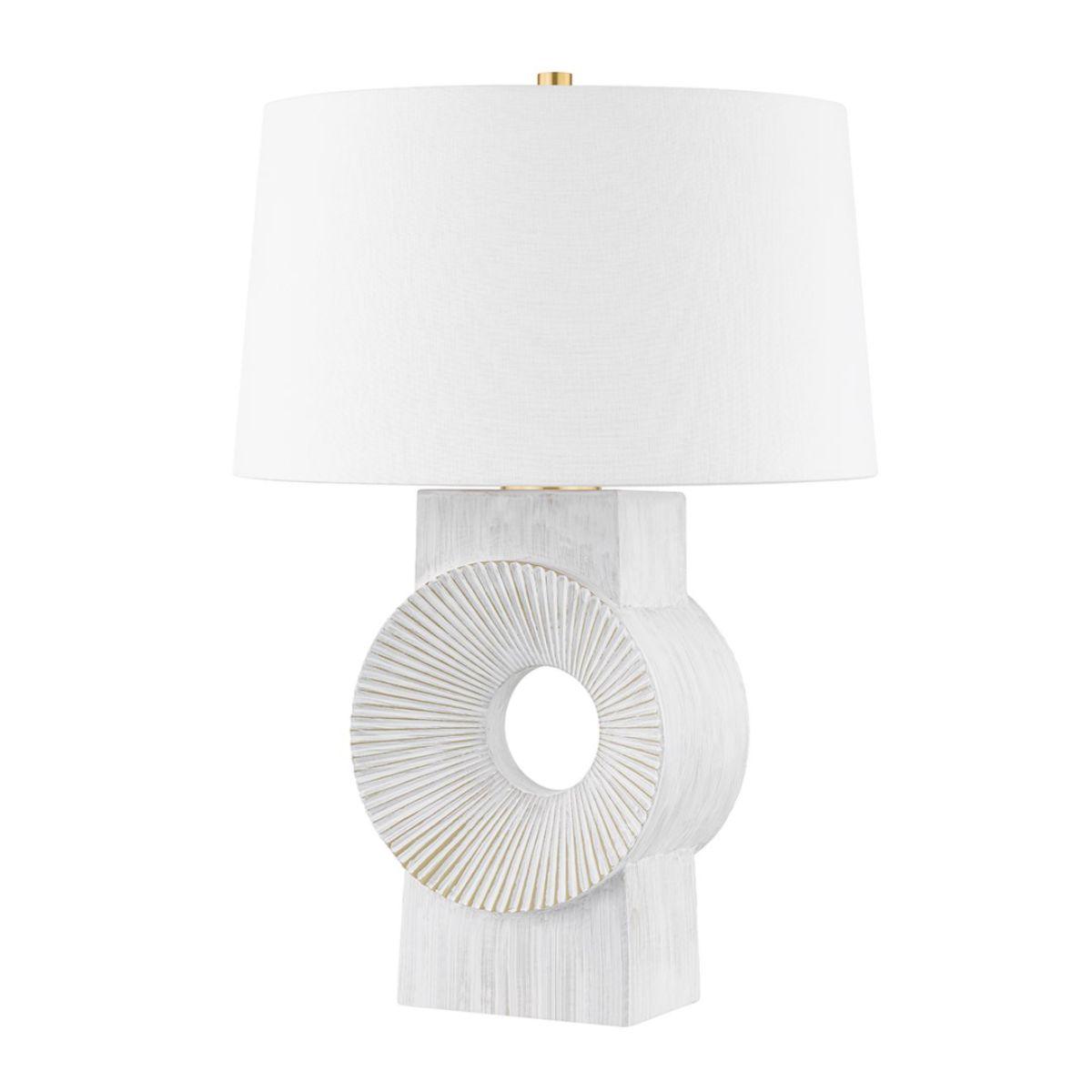 Milner Table Lamp Whitewash Ceramic with Aged Brass Accents