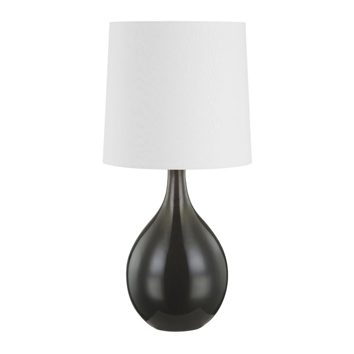 Durban Table Lamp Ceramic Gloss Mink with Aged Brass Accents