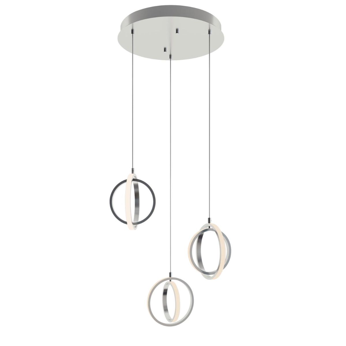 Lock 3 Lights 23 In. LED Pendant Light Satin Nickel Finish - Bees Lighting