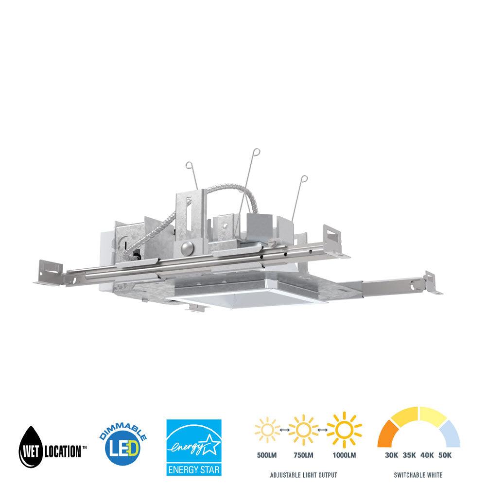 Lithonia LDN4 Square Commercial LED Recessed Downlight, 2300 Lumens Adjustable, Selectable CCT, 30K/35K/40K/50K (Reflector Sold Separately) - Bees Lighting