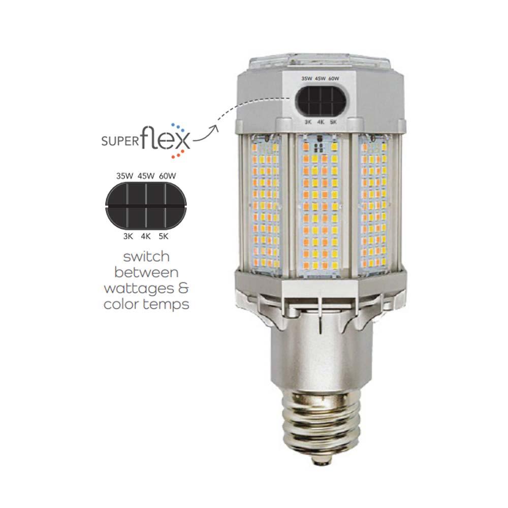 Retrofit LED Corn Bulb, 60W, 8870 Lumens, Selectable CCT, 30K/40K/50K, E26 Base, 120-277V - Bees Lighting
