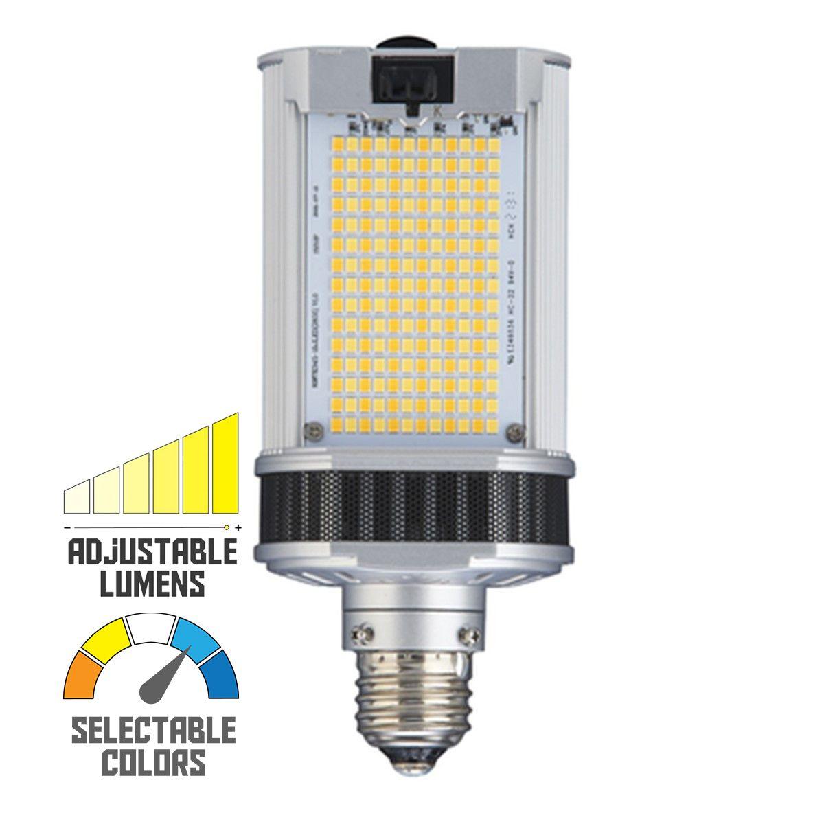 Wall Pack/Shoebox LED Retrofit Lamp, 50W, 7200 Lumens, Selectable CCT, 30K/40K/50K, E26 Base, 120-277V - Bees Lighting