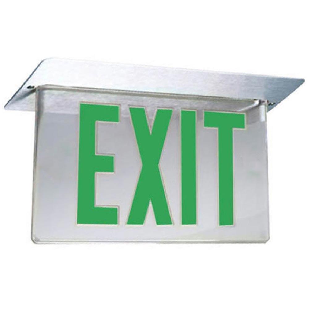 LED Exit Sign, Single face with Green Letters, Clear Panel, Battery Backup Included, Panel Only