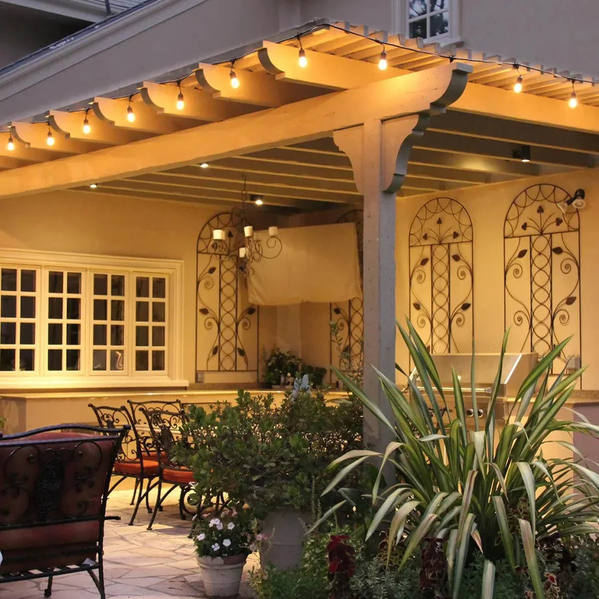 Commercial Grade Light String, Suspended 50 sockets, E26 Medium Base, 100 Feet - Bees Lighting
