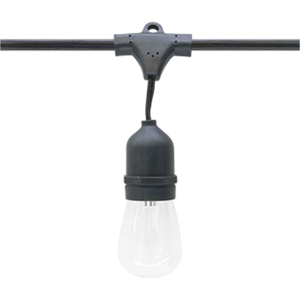 Commercial Grade LED String light, 48 Feet, 24 sockets, Suspended, E26 Medium Base - Bees Lighting