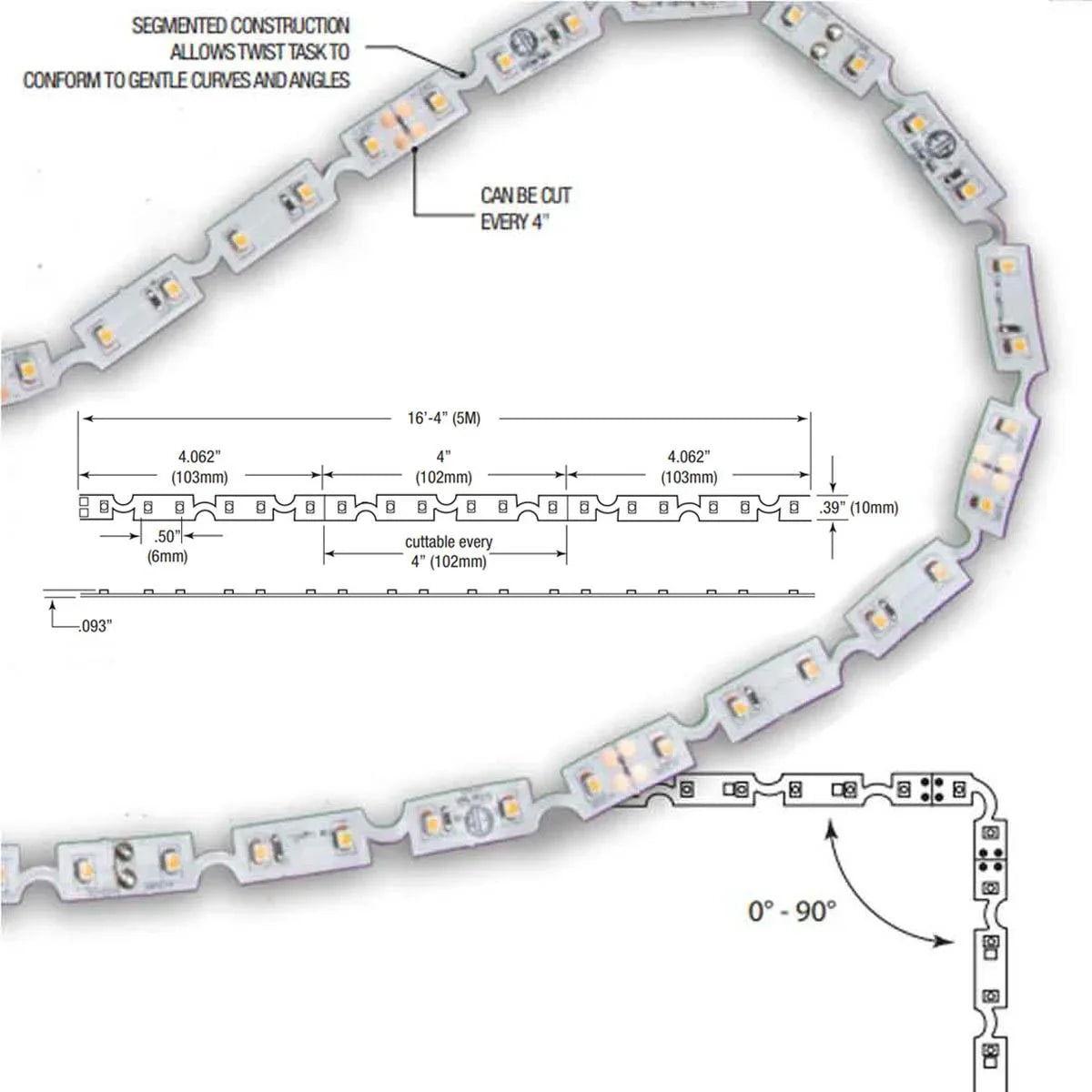 LTR-S Spec Twist-Task LED Strip Light, 16Ft Reel, 2700K, 183 Lm/Ft, 12V - Bees Lighting