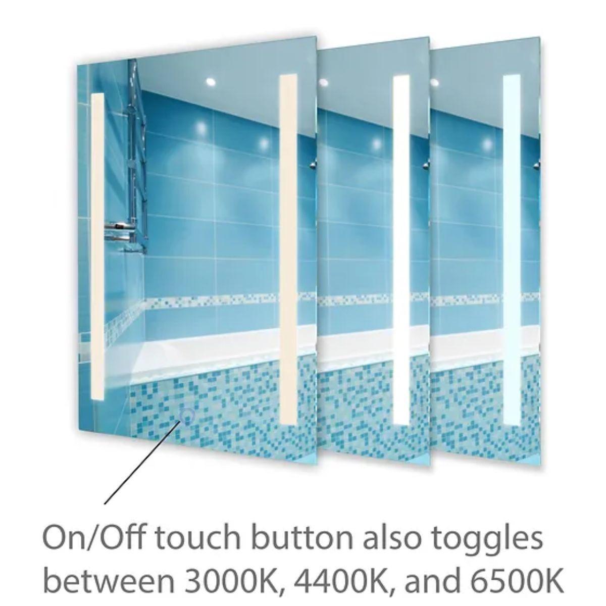 Catella 24 In. X 34 In. Tri-color LED Wall Mirror With Touch On/Off Dimmer Function - Bees Lighting