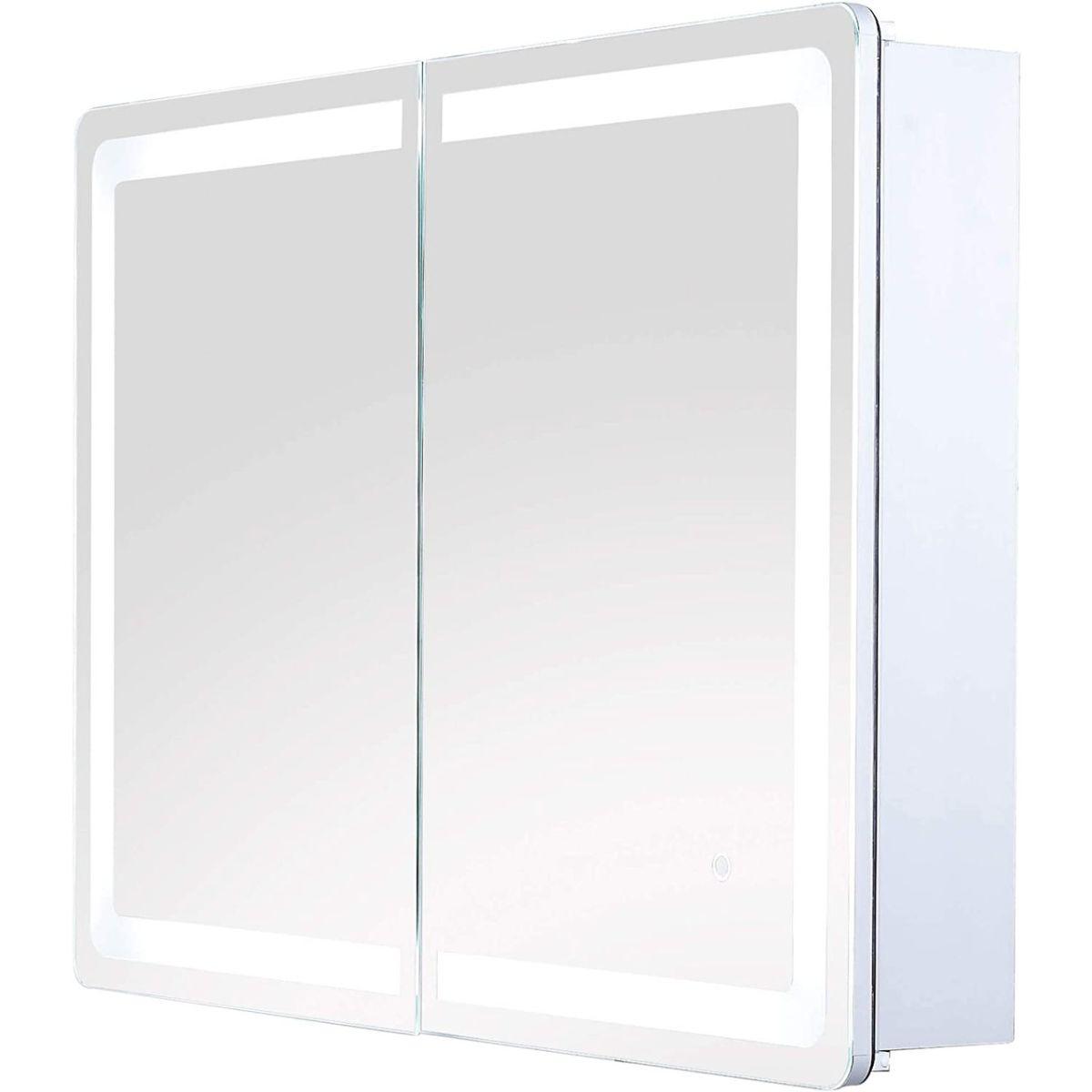 Edison 34 In. X 24 In. Tri-color LED Dual Door Cabinet Mirror With Touch On/Off Dimmer Function - Bees Lighting