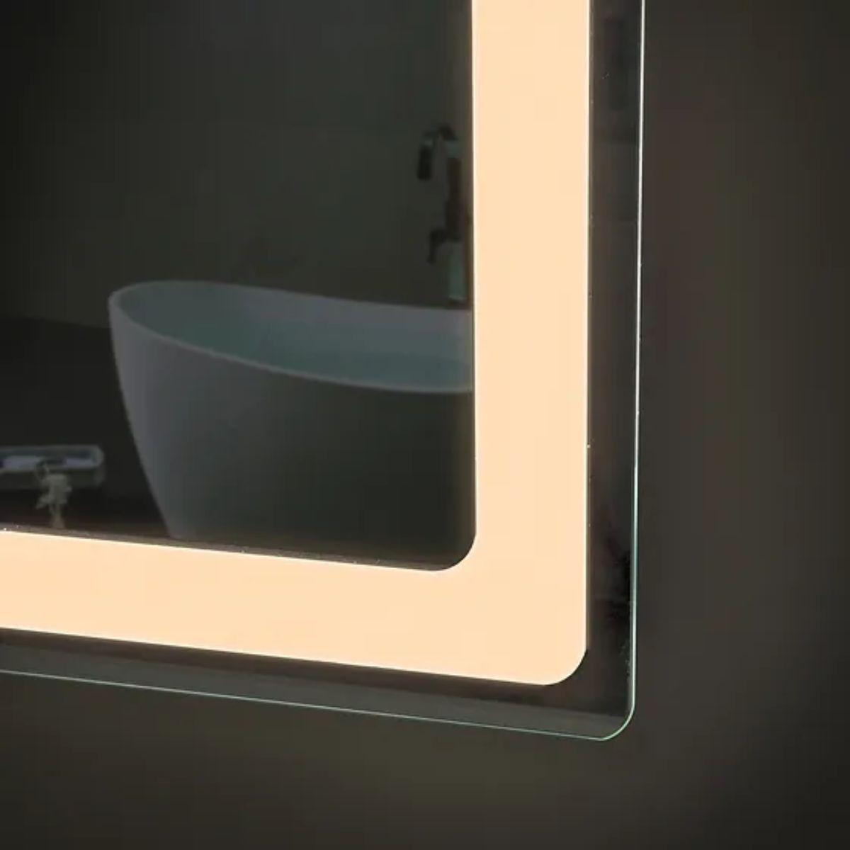 Edison 34 In. X 24 In. Tri-color LED Dual Door Cabinet Mirror With Touch On/Off Dimmer Function - Bees Lighting