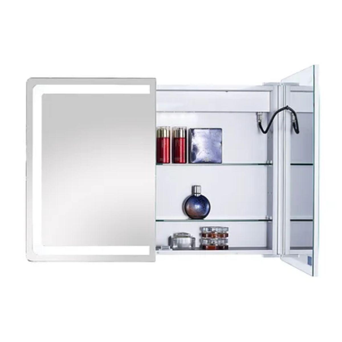 Edison 34 In. X 24 In. Tri-color LED Dual Door Cabinet Mirror With Touch On/Off Dimmer Function - Bees Lighting