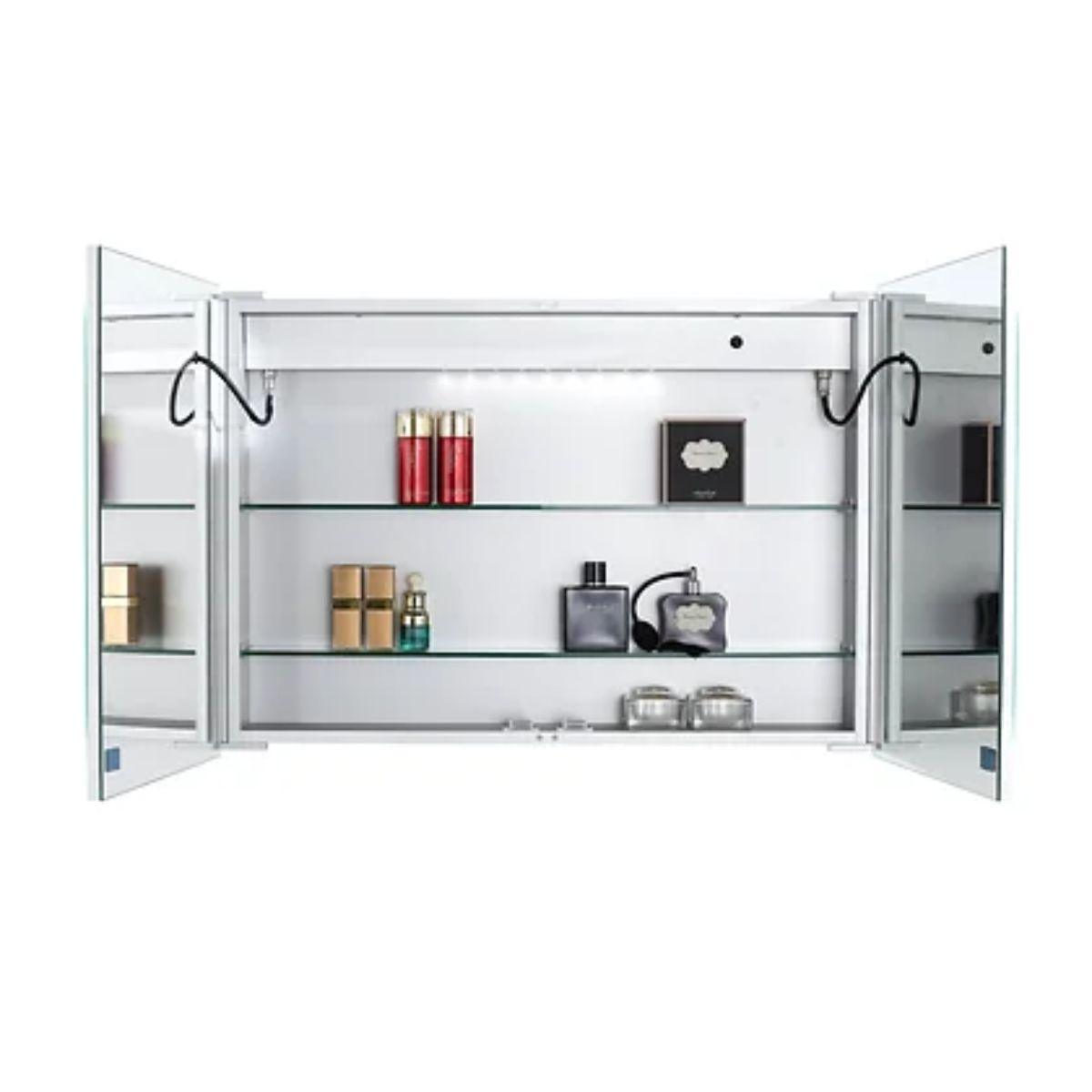 Edison 34 In. X 24 In. Tri-color LED Dual Door Cabinet Mirror With Touch On/Off Dimmer Function - Bees Lighting