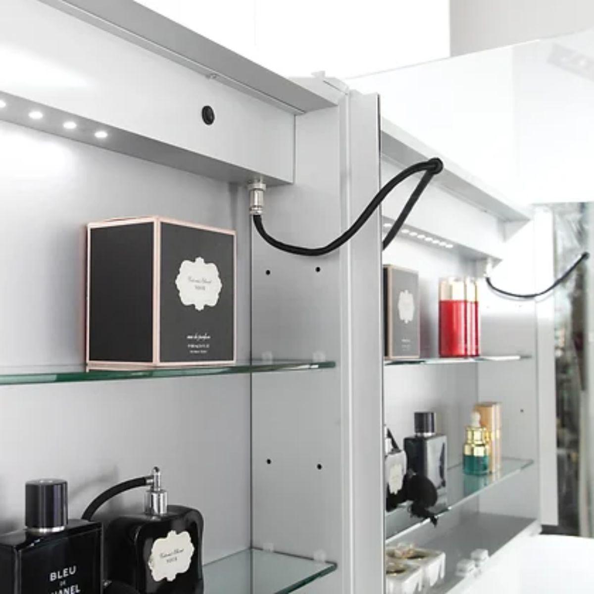 Edison 34 In. X 24 In. Tri-color LED Dual Door Cabinet Mirror With Touch On/Off Dimmer Function - Bees Lighting