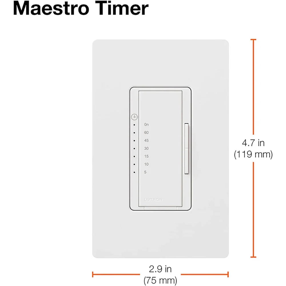 Maestro Countdown Timer Switch, 5-60 Minutes, 3A Fan|150W LED, White - Bees Lighting