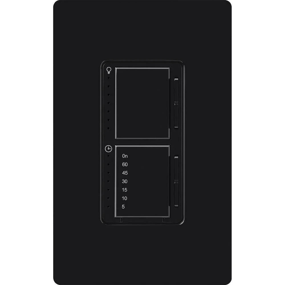 Maestro LED+ Dual Dimmer and Timer Switch, 75W LED/2.5A Fan, Single Pole, Black - Bees Lighting