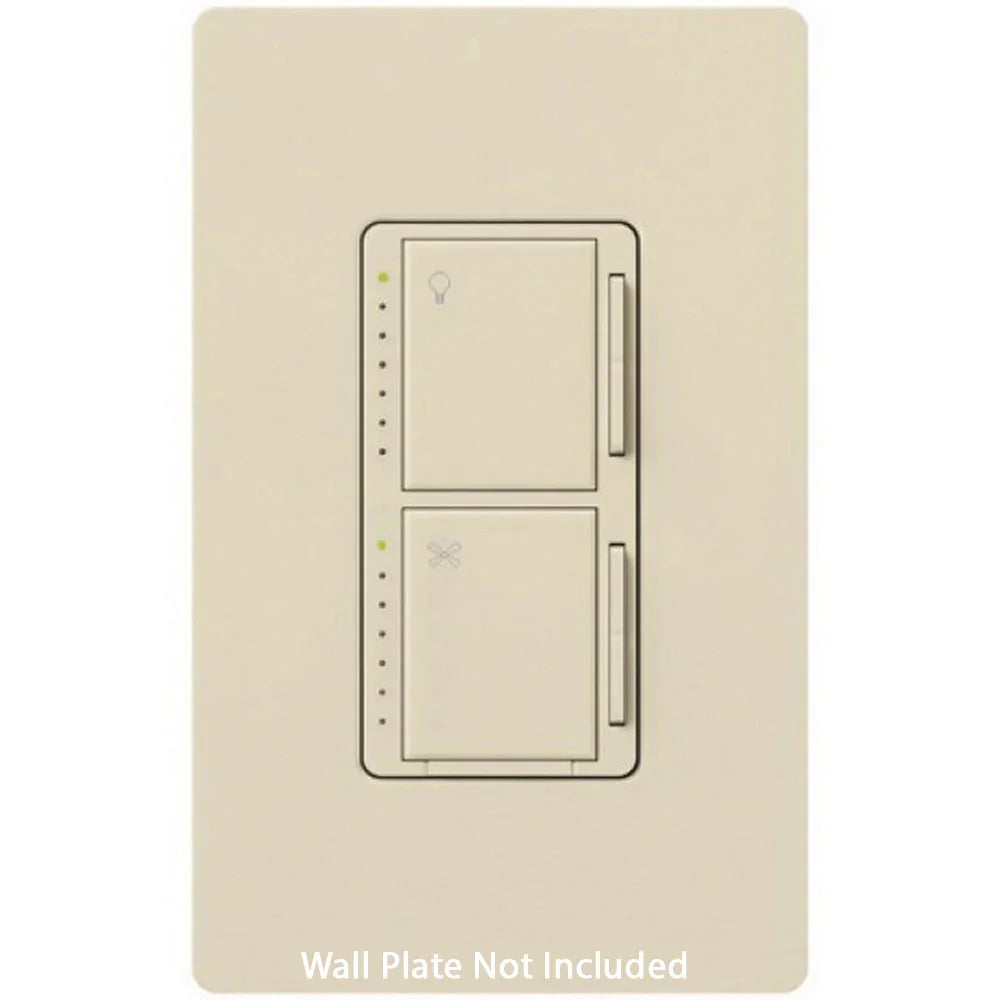 Maestro Dual LED+ Dimmer and 4-Speed Fan Control, Single Pole, Light Almond - Bees Lighting