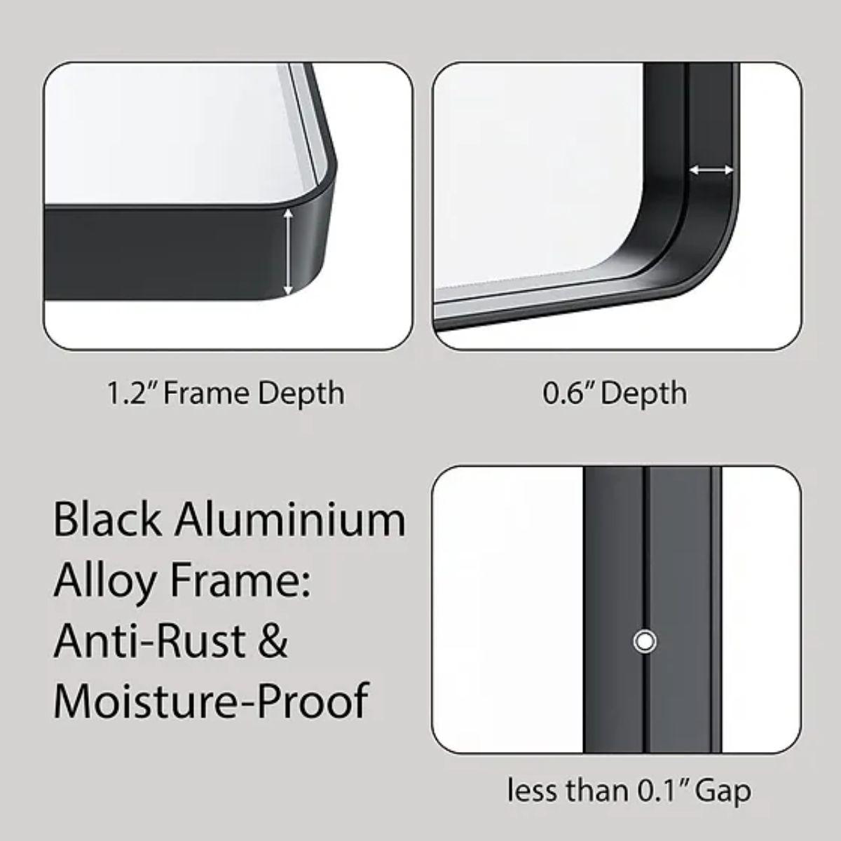 Raven 60 In. X 36 In. Black Aluminum Frame Mirror - Bees Lighting