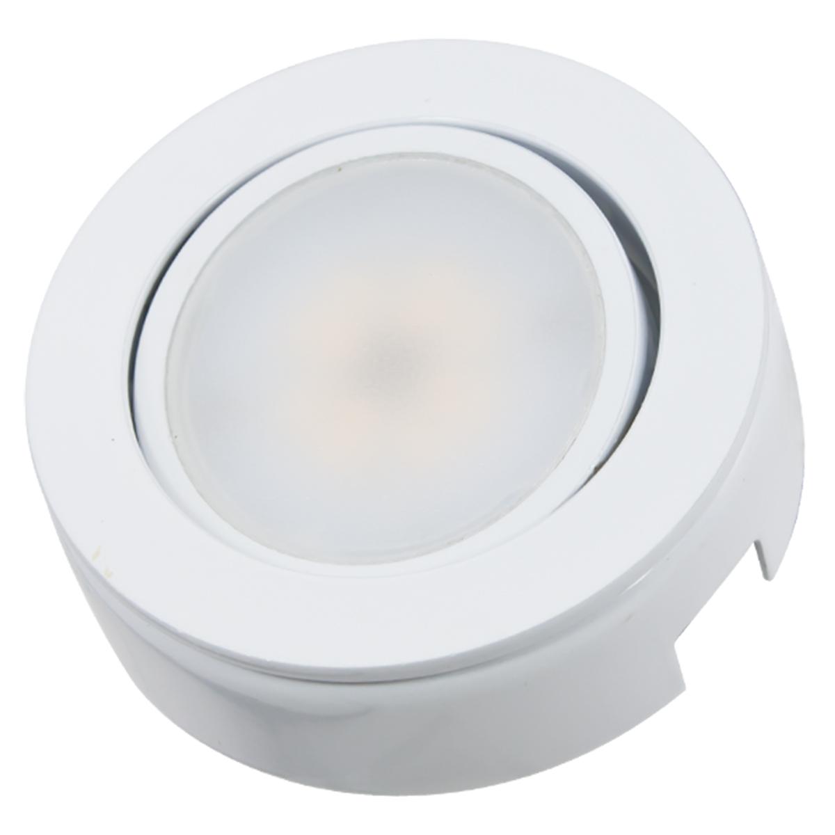MVP LED Puck Light with Lead and Tail wires, 4.3 Watts, 2700K, 120V, White - Bees Lighting