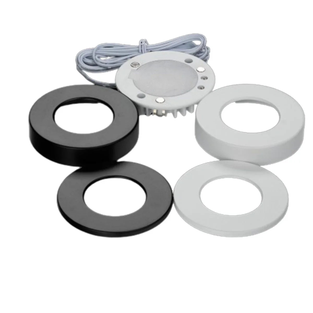 Omni Slim LED Puck Light, 280 Lumens, 27K|30K|40K, 24VDC, White & Black Trim - Bees Lighting