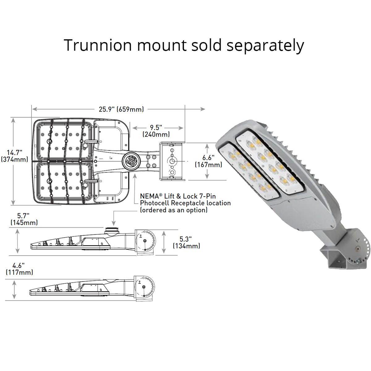 LED Pole Light, 4000K Side Arm/Slipfitter Mount 120-277V, 400W Replaceable - Bees Lighting