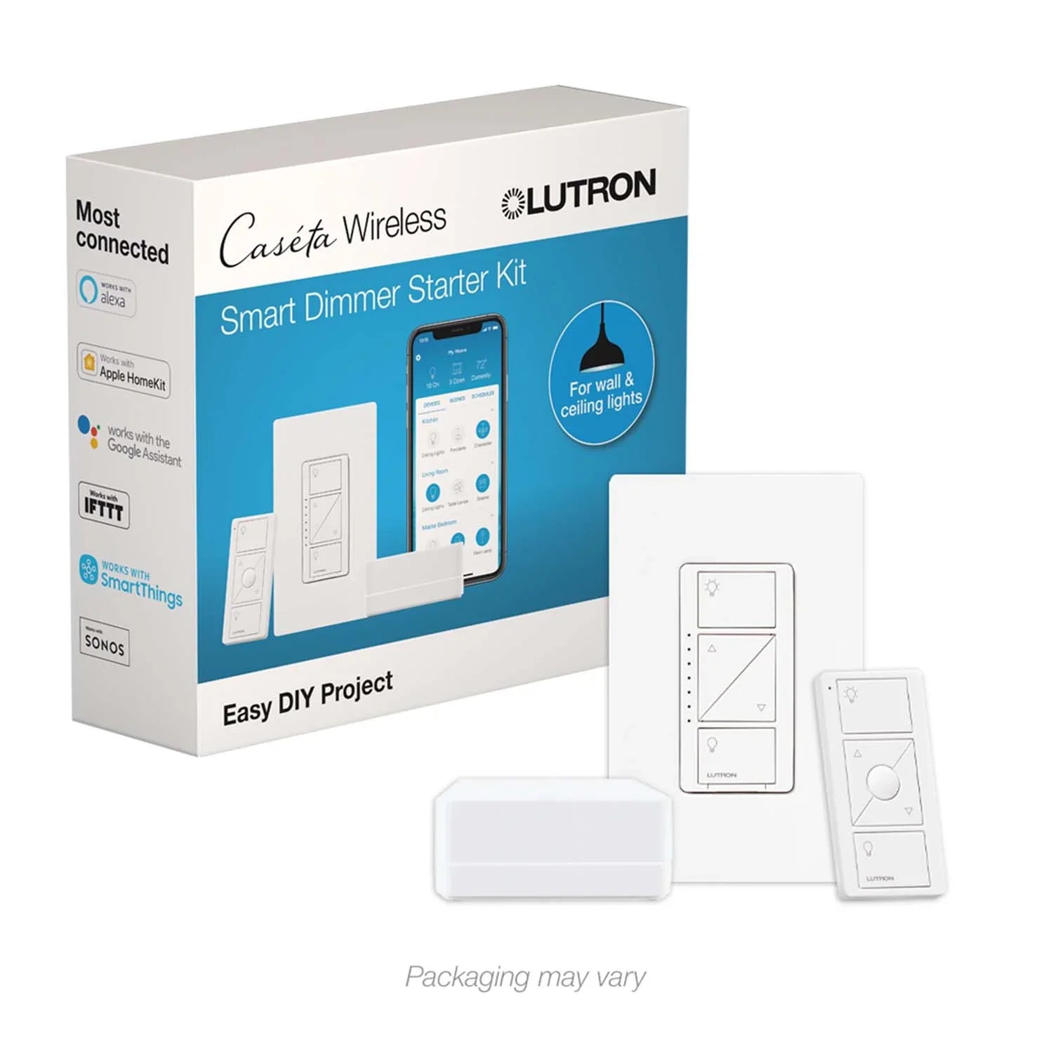 Caseta Wireless Smart Dimmer Switch, Smart Bridge, and Pico Remote Control Kit - Bees Lighting