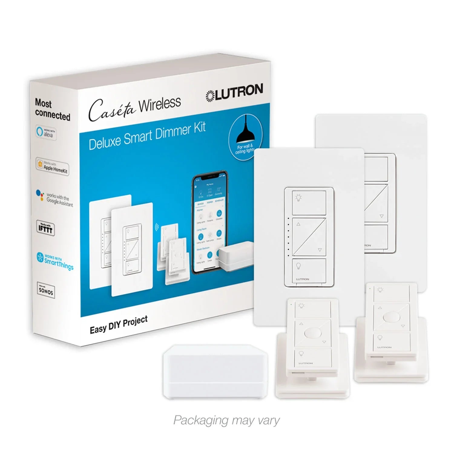 Caseta Wireless Smart Dimmer Switch (2 count) Smart Bridge, Pico Pedestals and Remote Control Kit - Bees Lighting