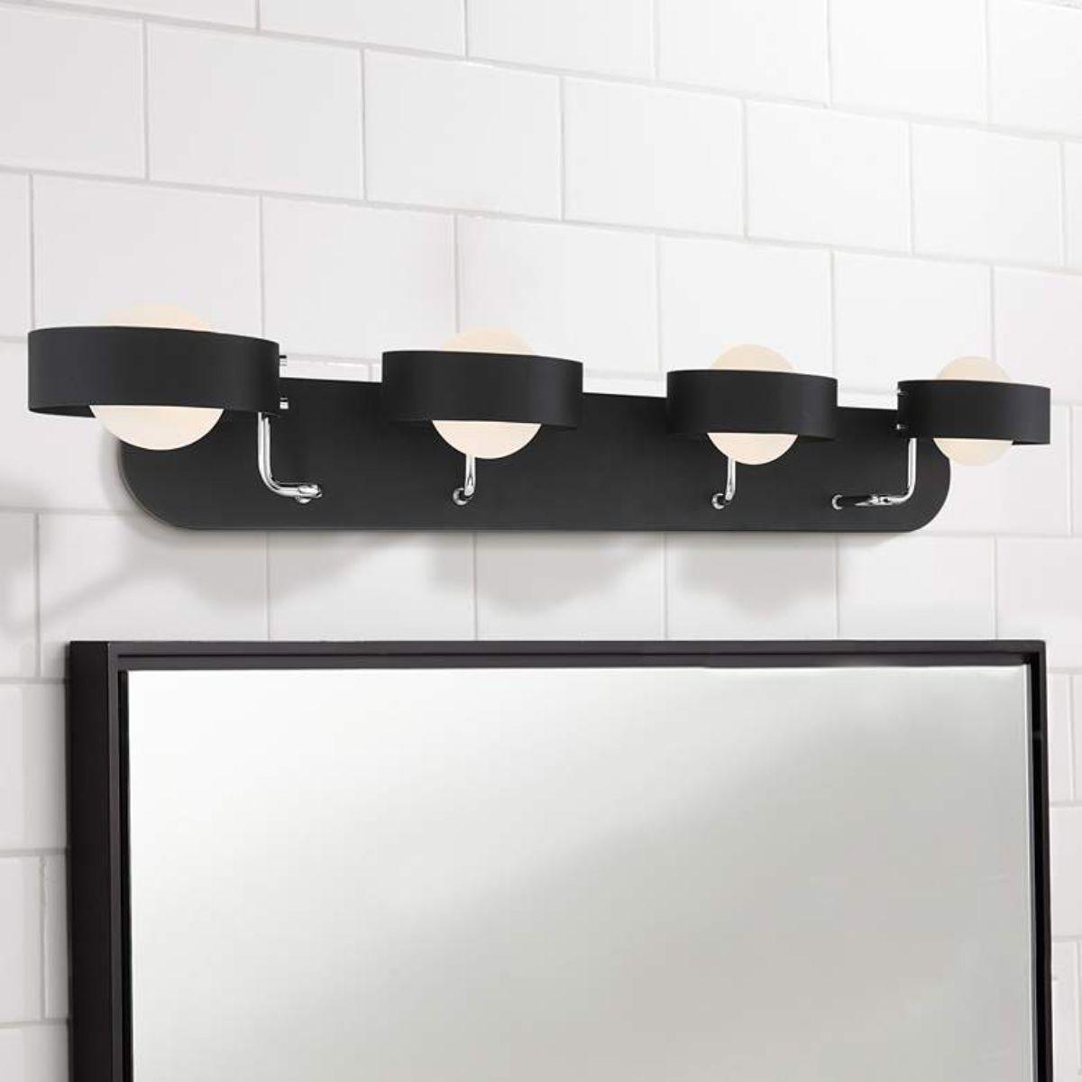 Lift Off 35 In. 4 Lights Vanity Light Polished Nickel & Black Finish - Bees Lighting