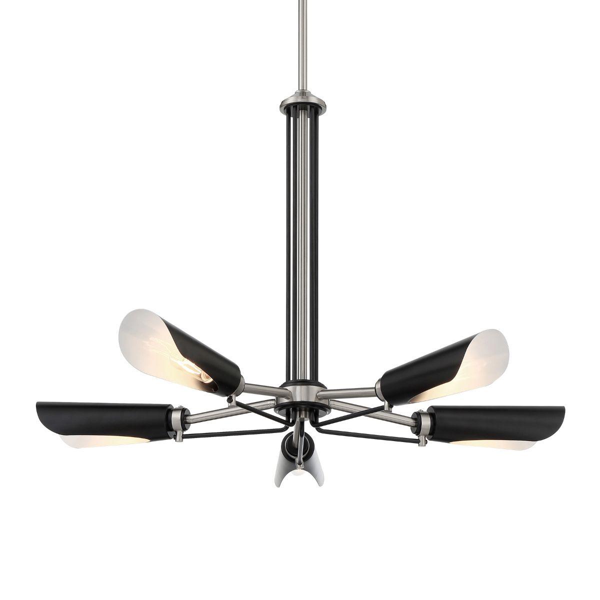 Turbine 28 in. 5 Lights Chandelier Black & Brushed Nickel Finish - Bees Lighting
