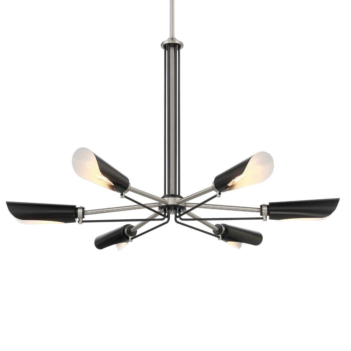 Turbine 34 in. 6 Lights Chandelier Black & Brushed Nickel Finish - Bees Lighting