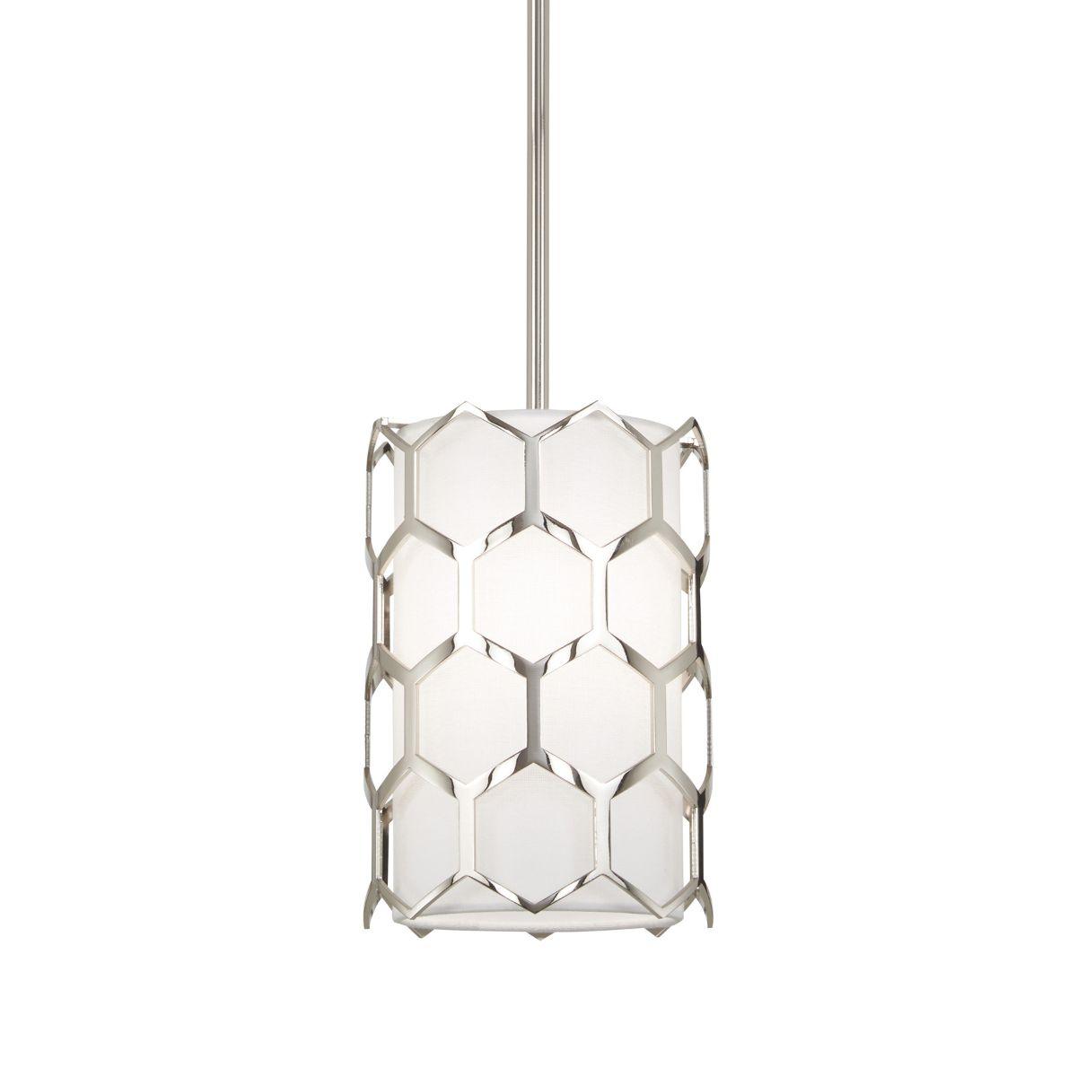 Missing Link 7 in. Pendant Light Polished Nickel & White Finish - Bees Lighting
