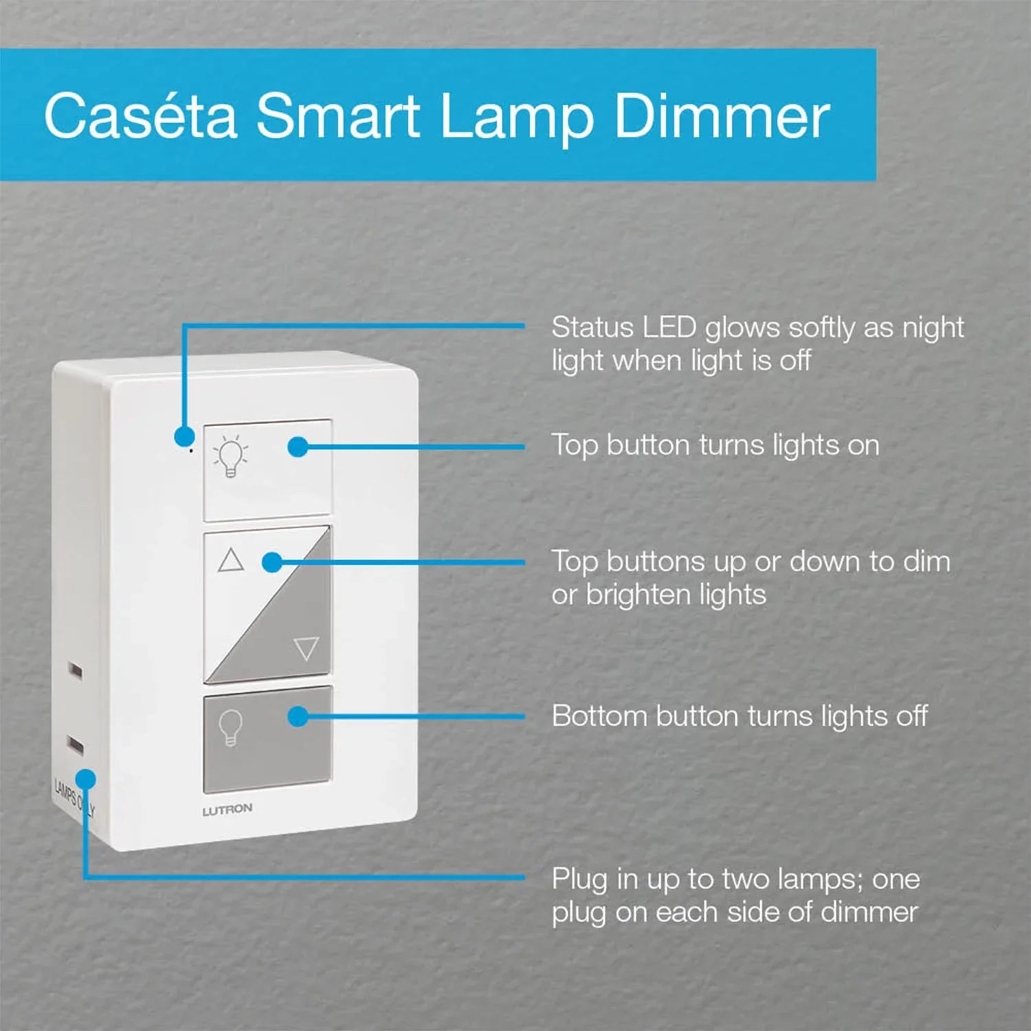 Caseta Wireless Smart Plug Lamp Dimmer and Pico Remote Kit, White - Bees Lighting