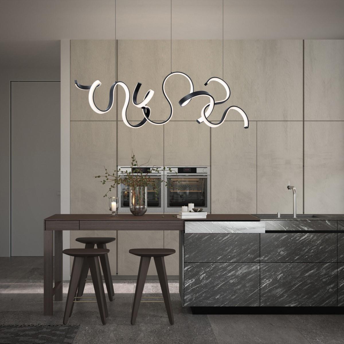 Tempest 67 in. LED Pendant Light Black Finish - Bees Lighting