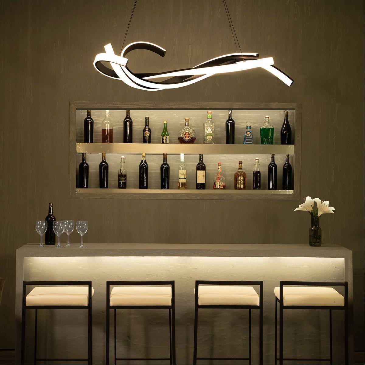 Tidal 57 in. LED Pendant Light Black Finish - Bees Lighting