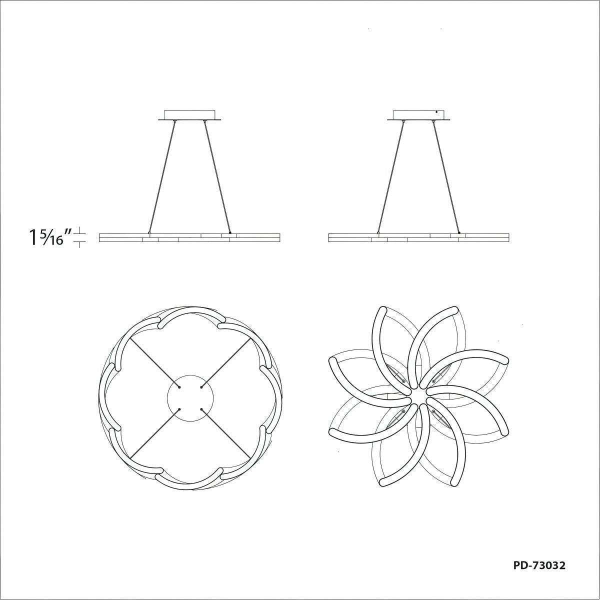 Bloom 32 in. 8 Lights LED Pendant Light Black Finish - Bees Lighting