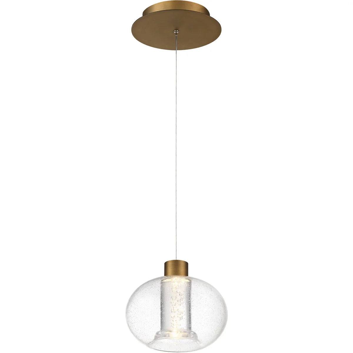 Crater 8" LED Pendant, Aged Brass Finish - Bees Lighting