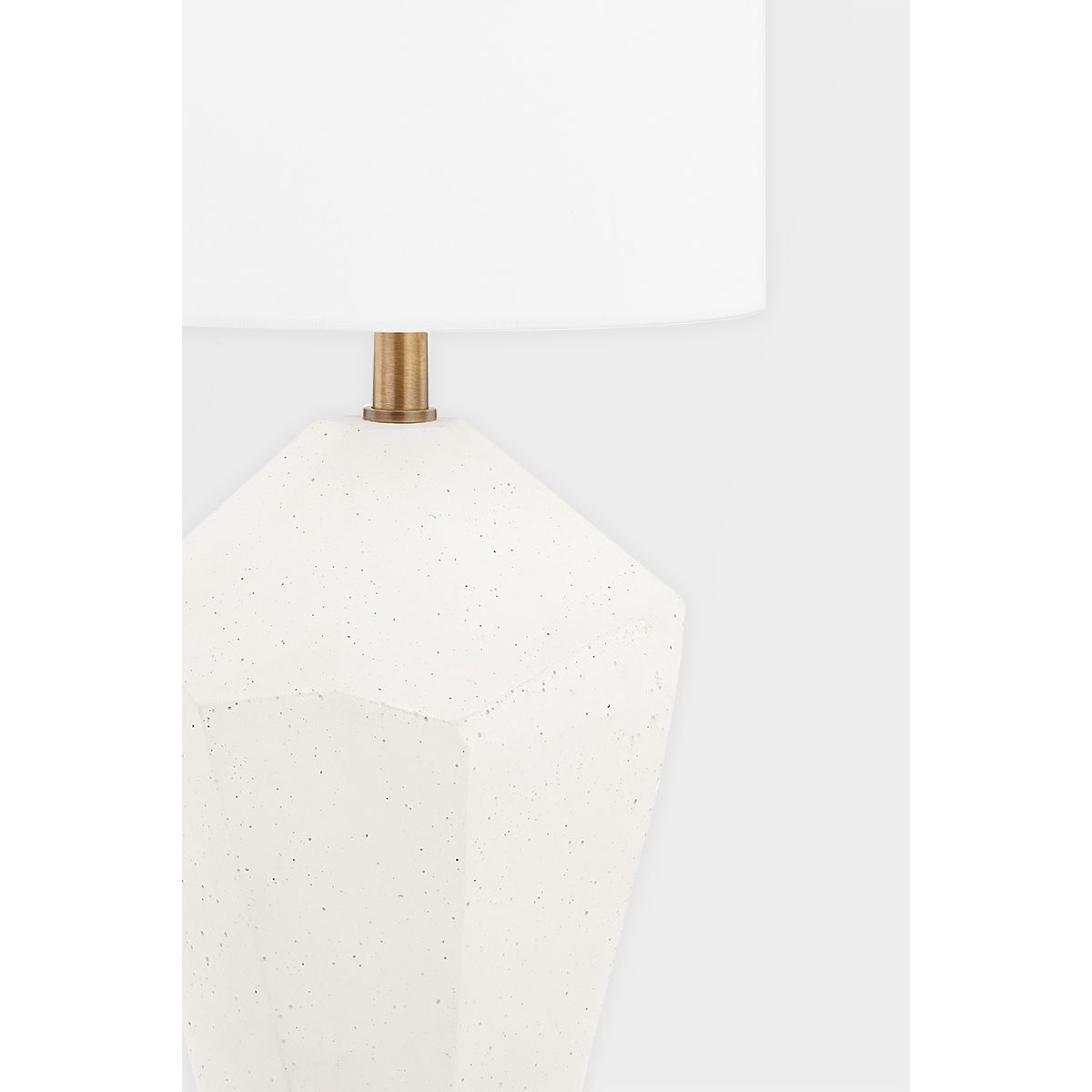 Ashburn Tall Table Lamp White Concrete with Patina Brass Accents