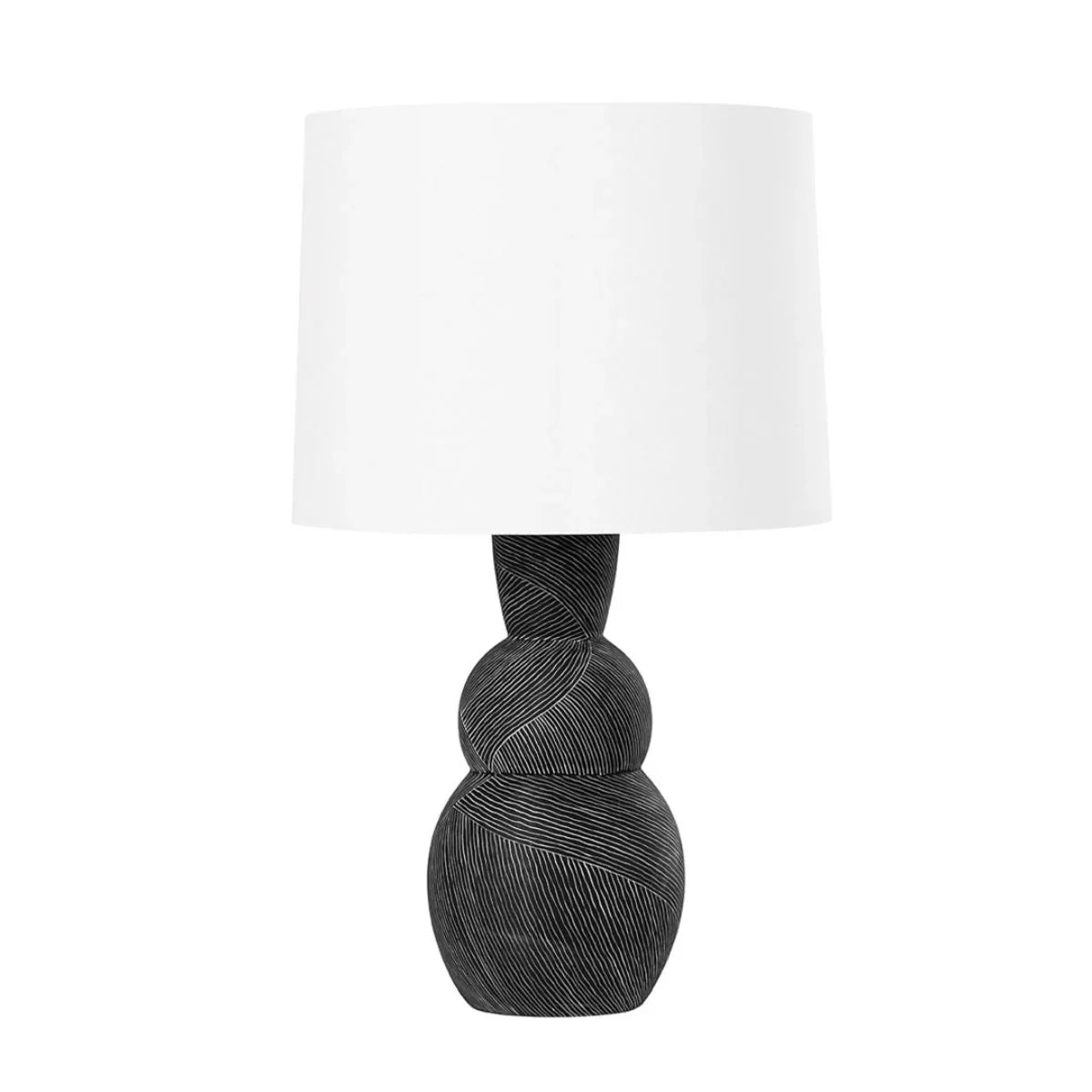 Miles Table Lamp Ceramic Etched Black Finish - Bees Lighting